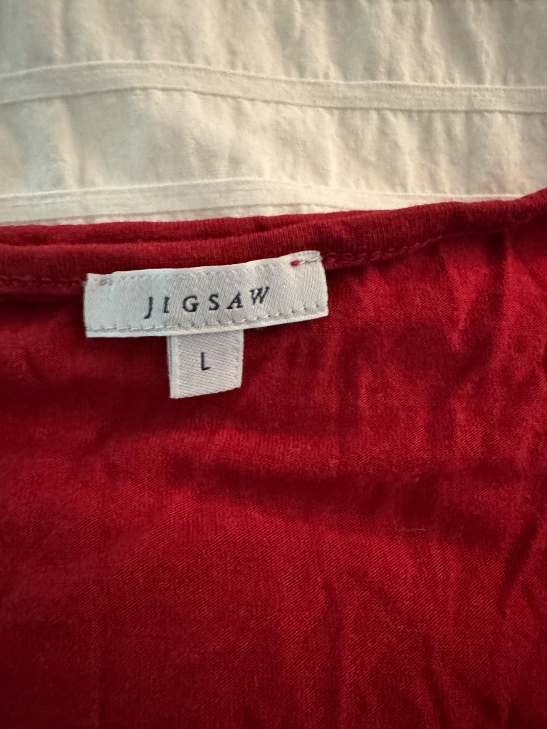 Red Jigsaw Top, Size Large, Like New — image 2 of 5